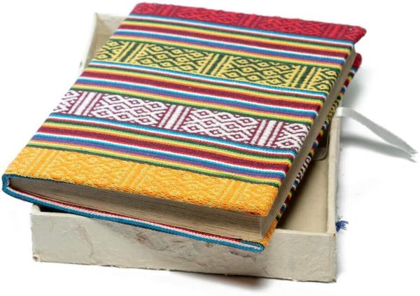 Handmade Bhutanese Cloth Covered Writing Notebook Journal Premium Gift Box Set With Ribbon - Lokta (2)