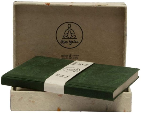 Large Handmade Green Journal Box Set with Ribbon (1)